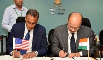 New Delhi: The Secretary, Ministry of Power, P.K. Pujari and Ambassador of US to India, Richard R Verma sign an MoU between the Ministry of Power and US Government to enhance cooperation on energy security, clean energy and climate change, in New Delhi on June 2, 2016. (Photo: IANS/PIB)