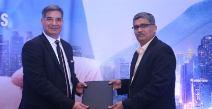 Mr Dalip Sharma- MD, Delta India with Sanjay Achawal- Executvie Director at the MOU signing for Delta products Marketing in India-1